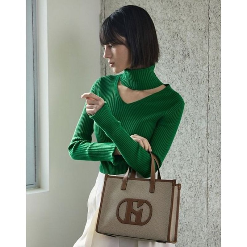 헤지스 ACC [갤러리아] 헤지스핸드백 [HIBA6E108I2]캔버스 베이지가죽 토트 숄더백