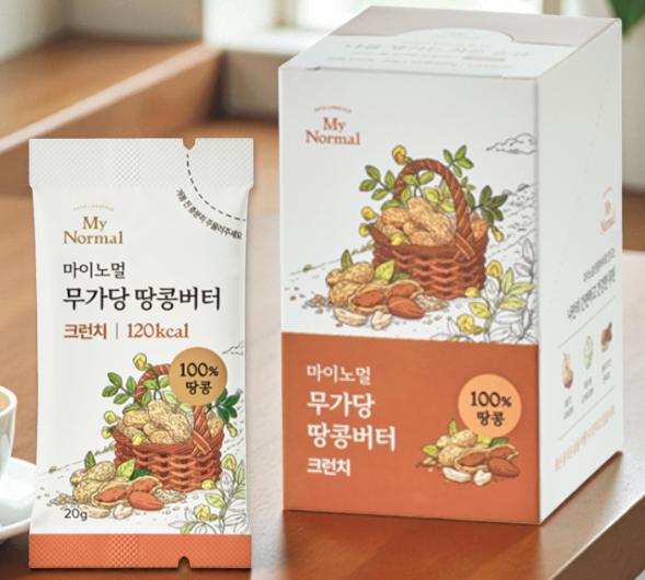 마이노멀 무가당 100% 땅콩버터 스틱 크런치 땅콩잼 피텃버터 20gX10개입 1박스