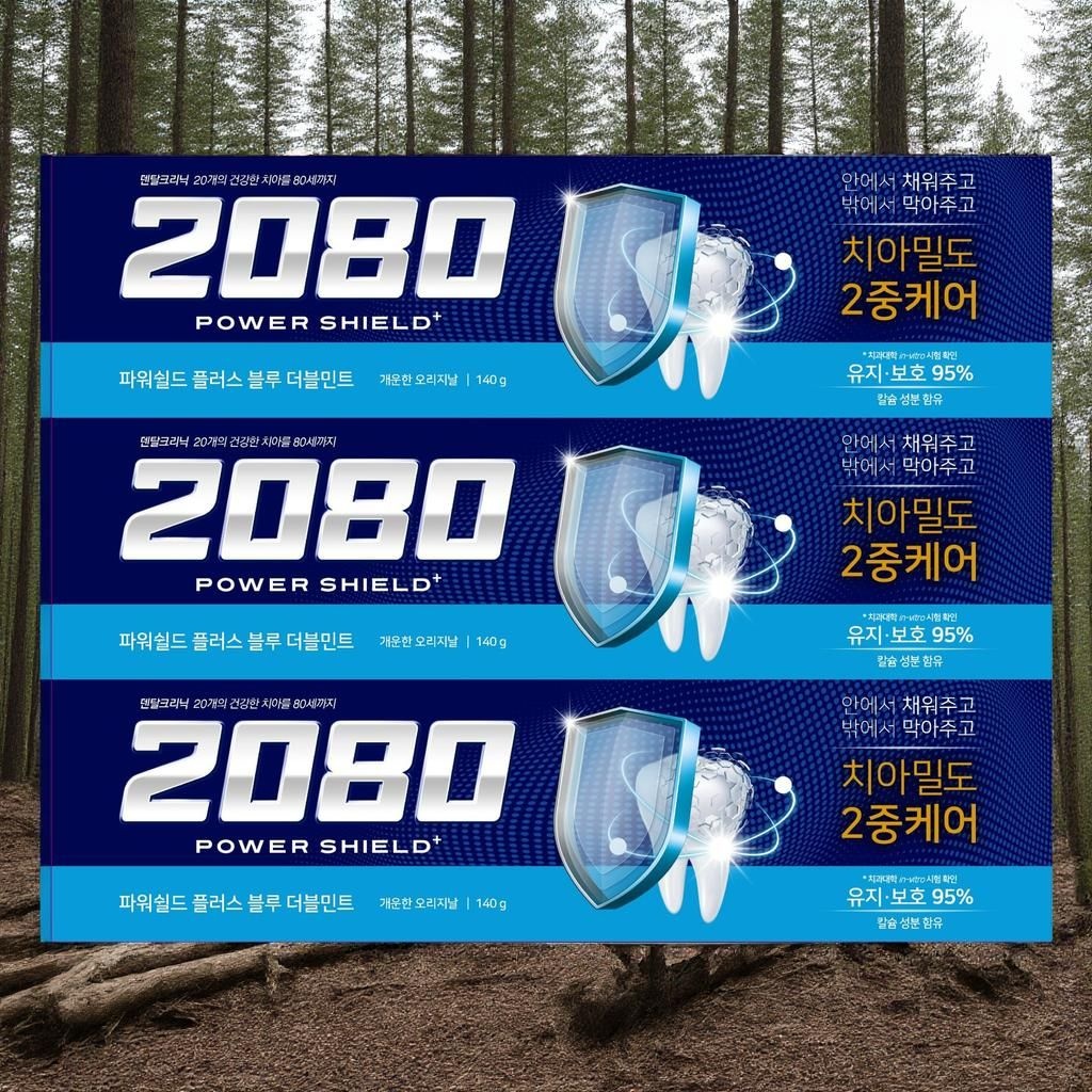 제조사미기재 2080 2080치약 파워쉴드 플러스 블루 더블민트 치약 140g 3개입 3개