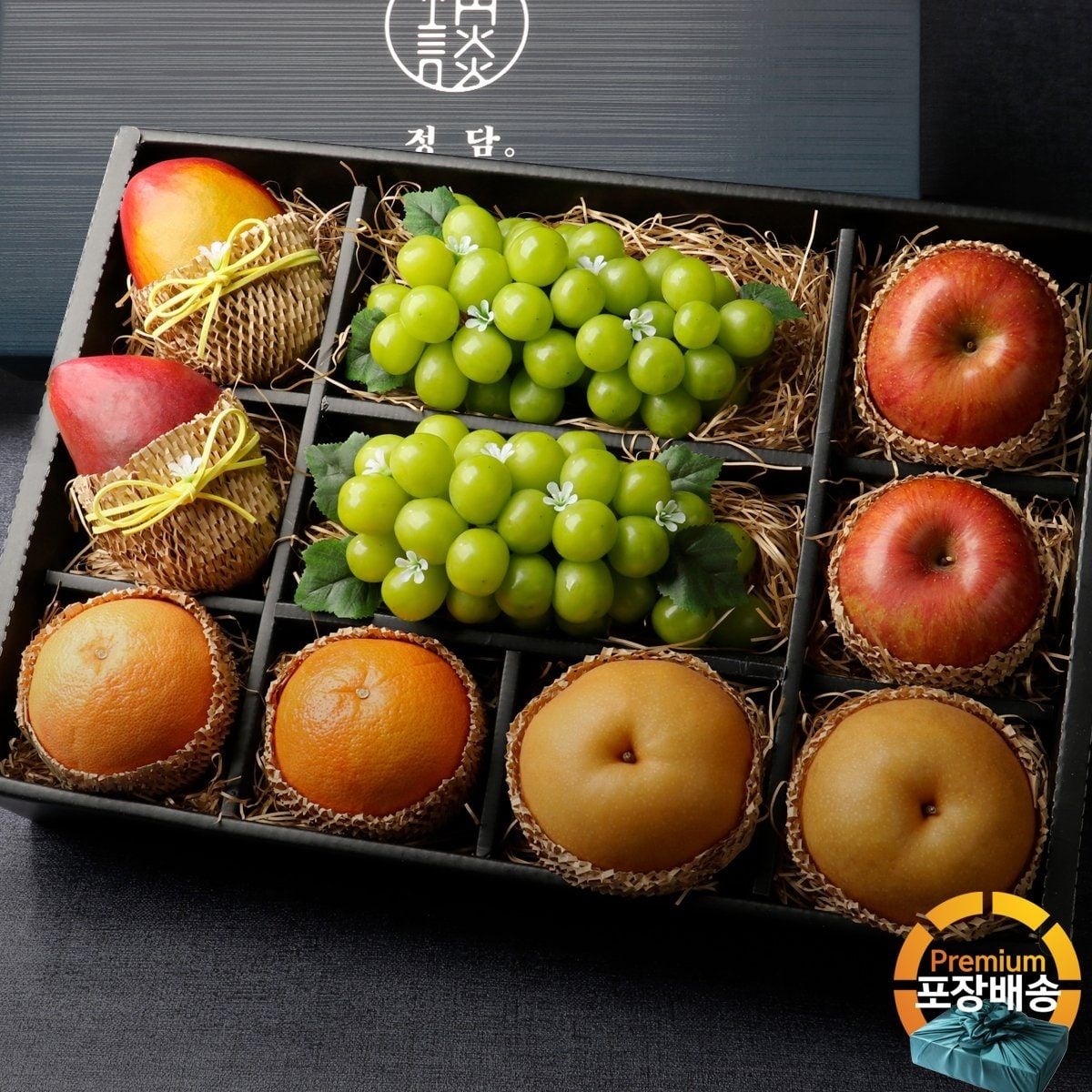 신세계백화점 과일선물세트 친환경포장 혼합 (샤인머스켓 애플망고 사과 배 자몽 5kg) 실크보자기 포장+노리개 증