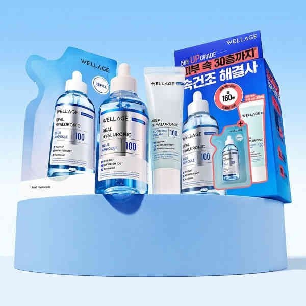스테디셀러 특가 웰라쥬 리얼 히알루로닉 블루 100 앰플 100ml 기획 +60ml 리필+수딩크림 30ml 1456813