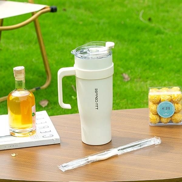 대용량 1.25L 스텐빨대 이중진공 텀블러 물병 컵