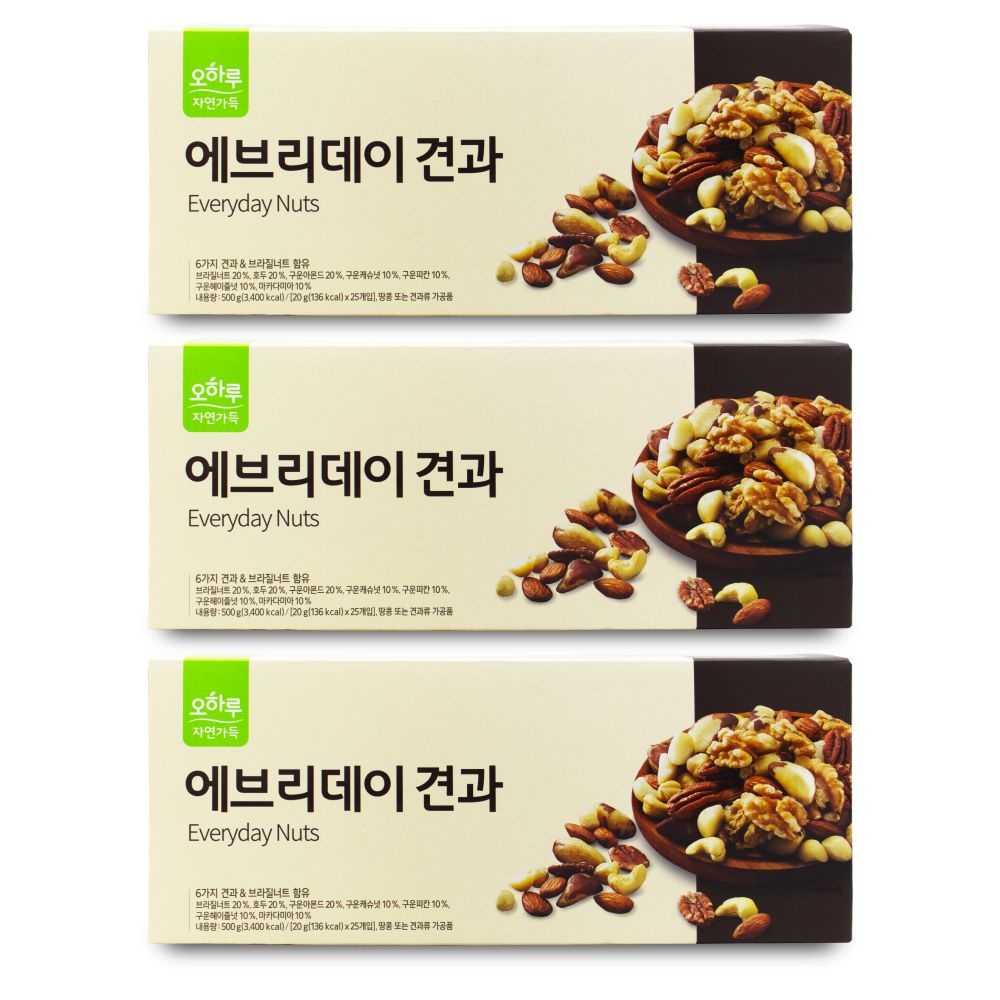 오하루 자연가득 에브리데이 견과 20g x 25개입 X 3박스 I