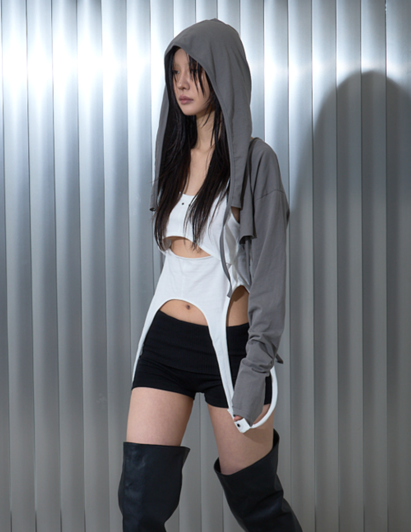 NOCTAVE 후드 크롭 가디건 그레이 OUTER001 3591291