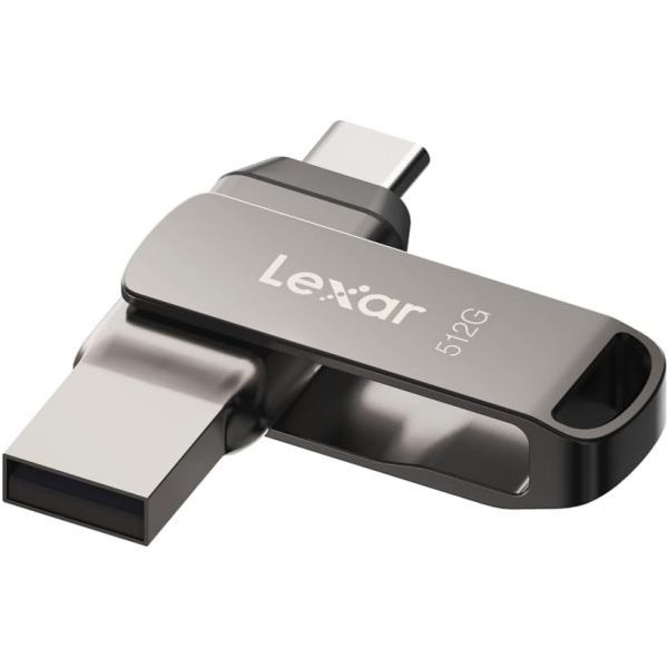 [해외] Lexar 렉사 512GB JumpDrive Dual Drive D400 USB 3.2 Type C A 플래시 드라이브 아이폰호환 15 저장 공간 확장 사진 백업용 최대 1