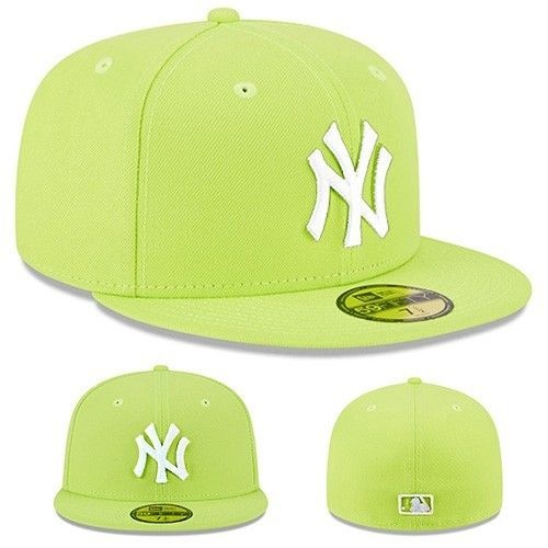 New Era [해외] 뉴에라 NY 뉴욕 양키스 MLB 59fifty 5950 사이버 그린 피티드 네온 화이트 로고 Cap