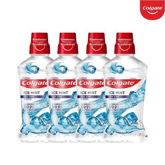 콜게이트 가글 구강청결제 구취 입냄새 마우스워시 아이스민트 750ml 4개