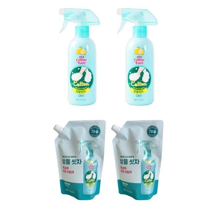온더바디 코튼풋 발을씻자 풋샴푸 레몬 385ml+리필500ml (총4개)