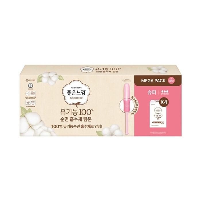 좋은느낌 유기농 순면 슈퍼 탐폰 12개 x 4팩