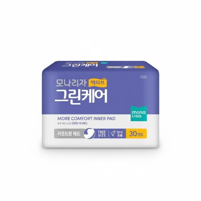 모나리자 어르신기저귀 액티브 그린케어 라운드형 패드 30매 8팩