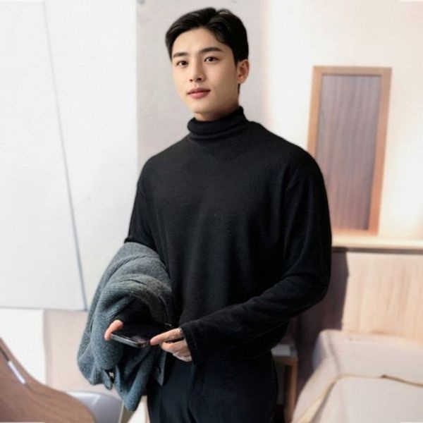 [하프클럽]티셔츠 목티 터틀 남자 스판 목폴라 피치기모 겨울 하이티 긴팔티셔츠