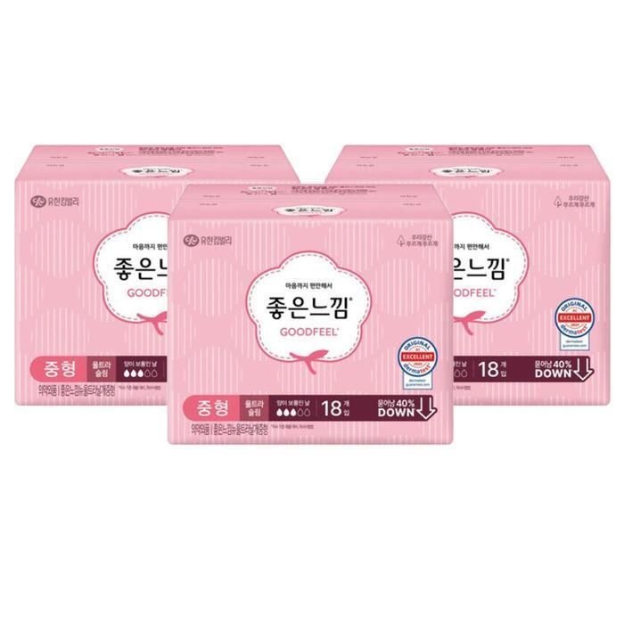 좋은느낌 [패션플러스][좋은느낌][좋은느낌] 좋은느낌 오리지널 울트라슬림 날개 중형 18Px3팩 (42929991)