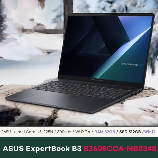 ASUS ExpertBook B3 B3605CCA-MB0348 AI코파일럿 노트북 32GB 512GB Win11Home