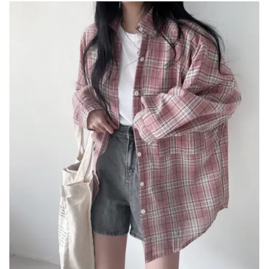 클루무-체크박스남방 가을신상 박스한 남방