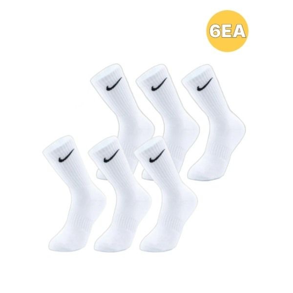 [패션플러스][나이키][6EA] 나이키 양말 에브리데이 쿠션 트레이닝 크루 삭스 SX7664-100 (화이트 L)