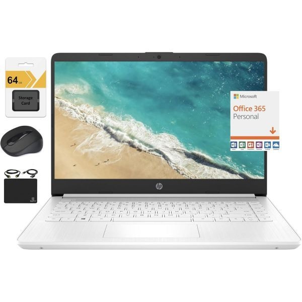 [해외] HP 2023년 최신 14인치 HD 초경량 씬 노트북 쿼드 코어 인텔 셀러론 프로세서 4GB RAM 128GB 64GB eMMC SD Wi Fi 최대 11시간 Win