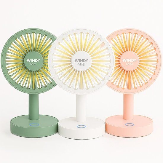 윈디 미니 탁상용 선풍기 사무실 독서실 무소음 캠핑 무드등 2개 289549