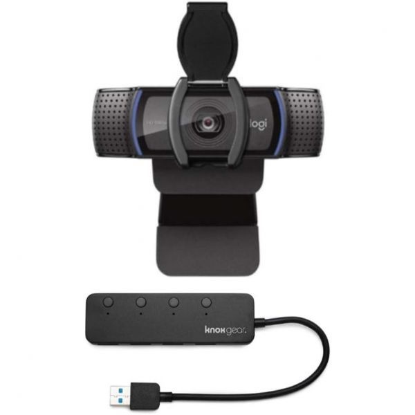 [해외] 로지텍 C920S HD 프로 웹캠 프라이버시 셔터 포함 4포트 USB 3.0 허브 번들 2개 품목 235165