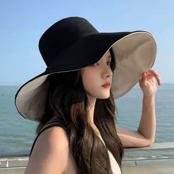 [브이와이][VCL6OP09]엄마모자 여성용 휴양지 양면모자 13cm왕챙모자_25600493_643542