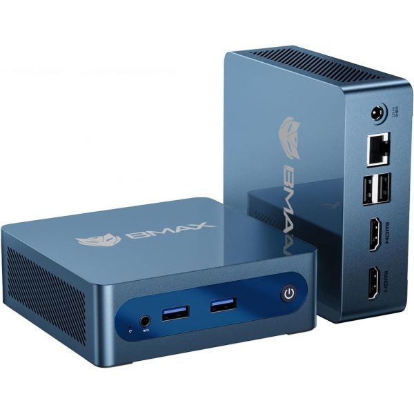 [해외] Bmax Mini PC B1 Plus 인텔 셀러론 J3355 최대 2.5GHz 6GB RAM 128GB eMMC M.2 SSD 확장 지원 512GB 2TB 4K 듀얼 디스플레이 2.4G 5G WiFi