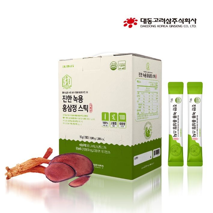 대동고려삼 [소비기한27.04.17][본사직영] 대동고려삼 진한 녹용 6년근 홍삼정스틱 10g x 100포 (1박스) 뉴질랜드 녹용