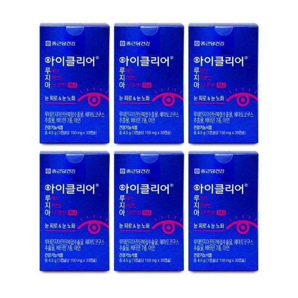 종근당건강 아이클리어 루테인 지아잔틴 아스타잔틴 미니 30캡슐 X 6...