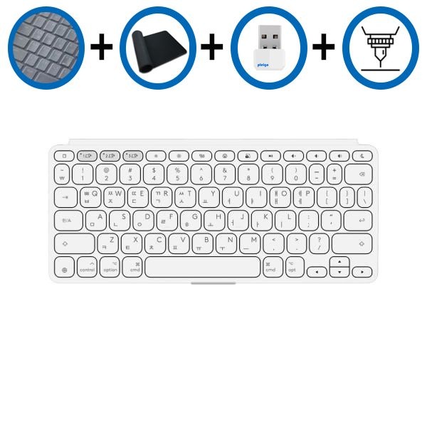키스킨+장패드+동글+각인 로지텍 KEYS TO GO2 For iPad 키즈투고2 아이패드 블루투스 미니키보드 화이트