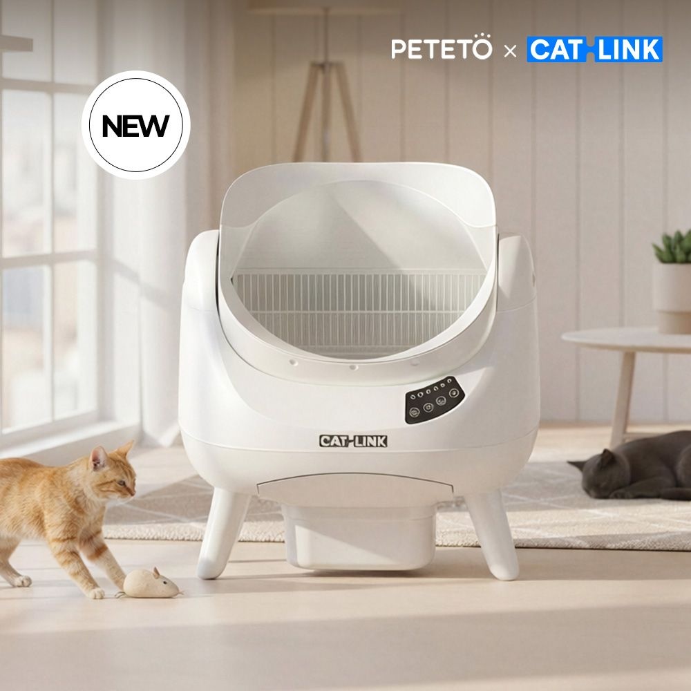 코오롱 페테토 CAT LINK 오픈형 고양이 자동화장실 OPEN X 화이트 앱연동 냄새차단