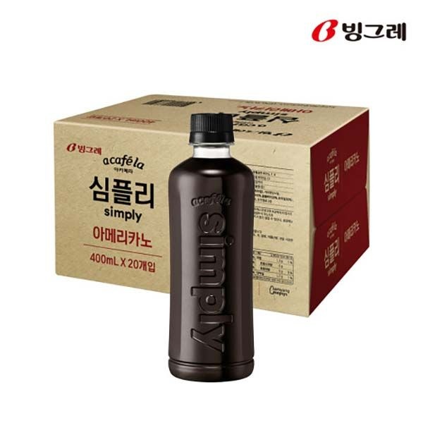 아카페라 심플리 아메리카노 400ml20병 / 무라벨 패키지