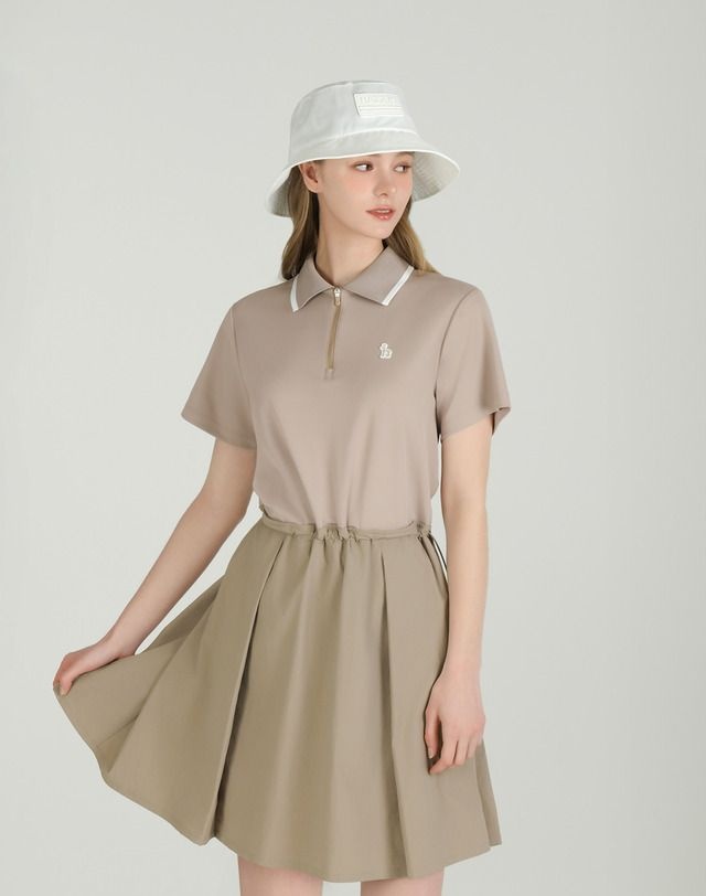 헤지스 [25SS] [ONLINE EXCLUSIVE] 베이지 여성 우븐 하이브리드 원피스 HWDR5B992I2