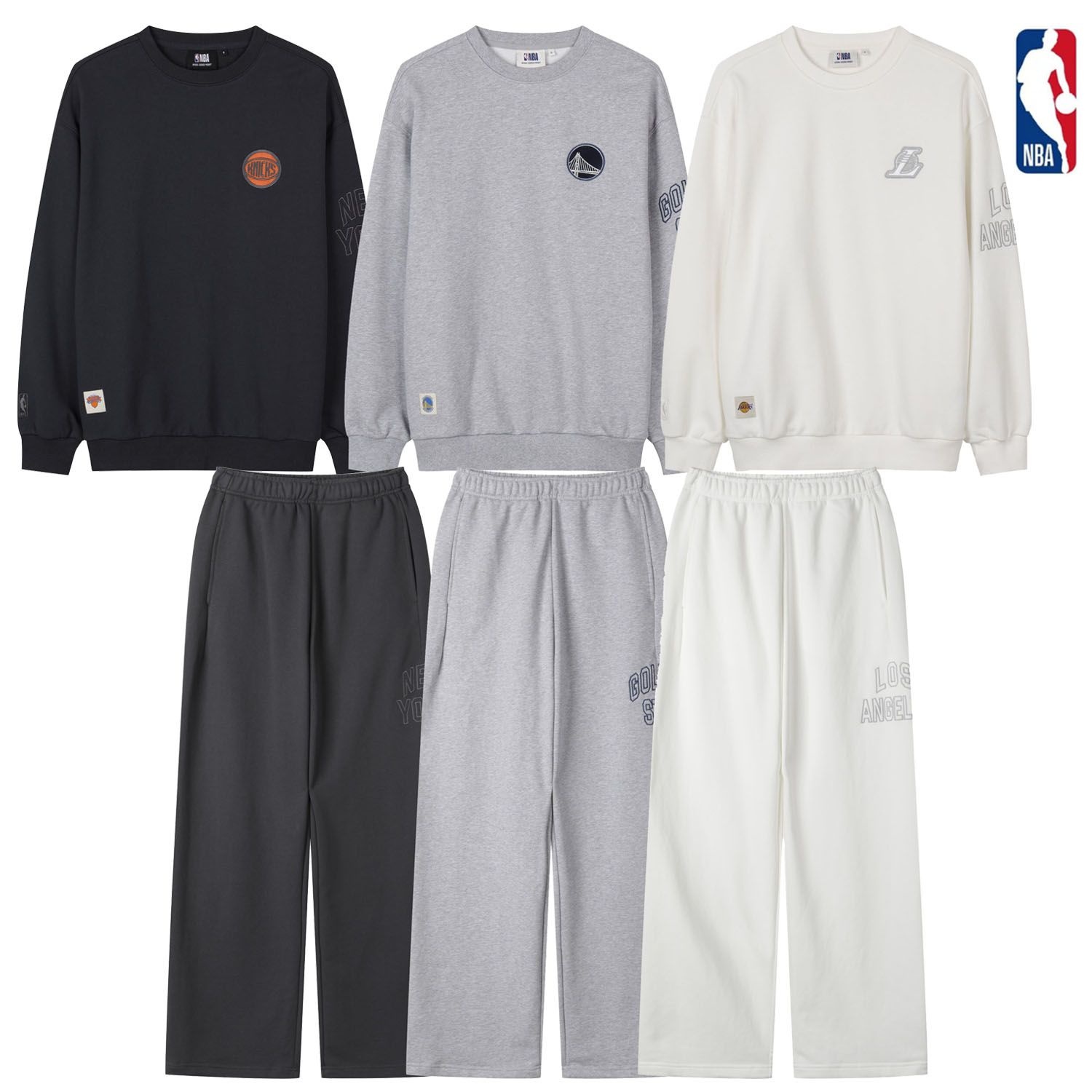 NBA 남녀공용 간절기 오버핏 팀 맨투맨 트레이닝팬츠 상하의 셋업 N264TSP040P
