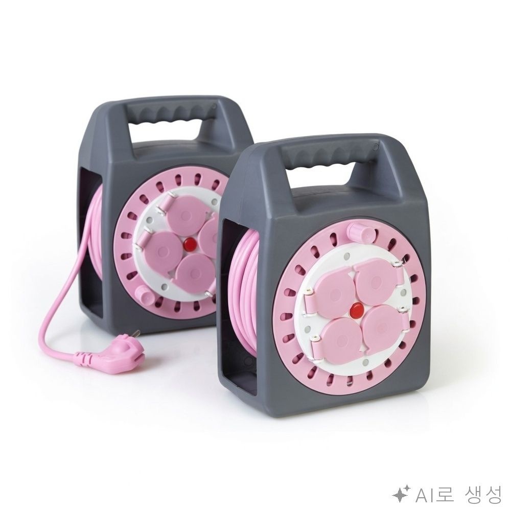 굿픽몰 캠핑 4구 멀티탭 캡형 릴선멀티탭 전기연장선릴 전기코드선