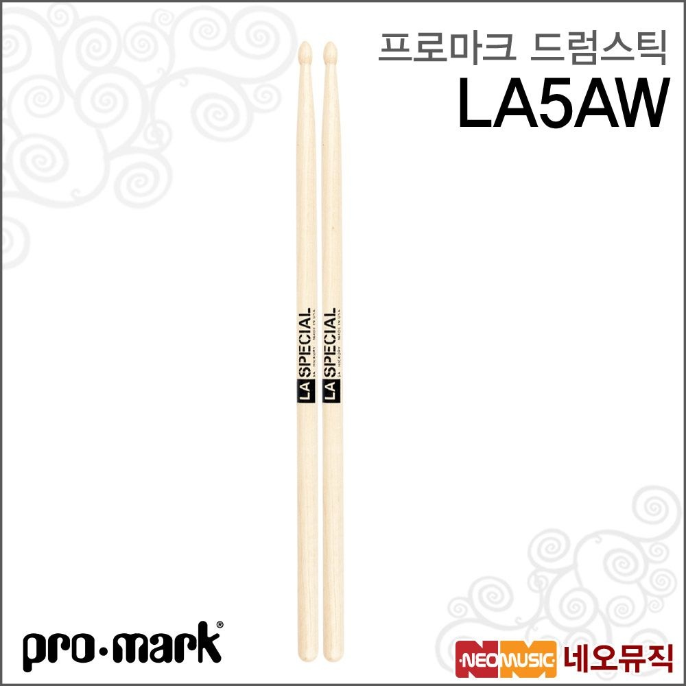 프로마크 LA5AW 드럼스틱 /LA스페셜 히코리 우드팁