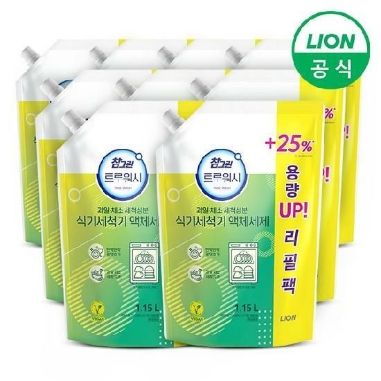 참그린 트루워시 식기세척기 세제 1.15L 리필형 9개 린스 성분 구연산소다 ...
