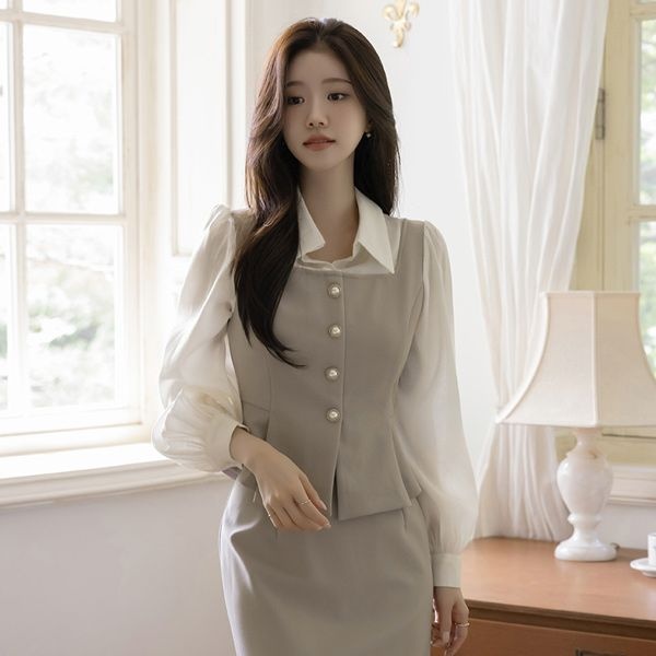 BLR261 샌디 레이어드 스타일 셋업 블라우스