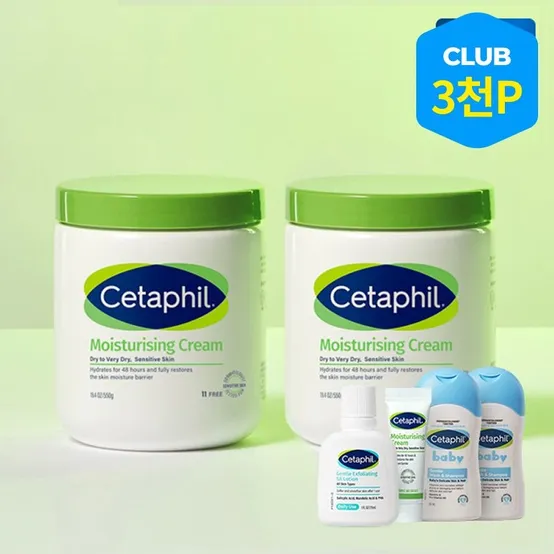 [오특][15%다운로드쿠폰] 세타필 모이스춰라이징 크림 550g 2개(+로션 29ml+크림 10g+워시 50ml 2개)