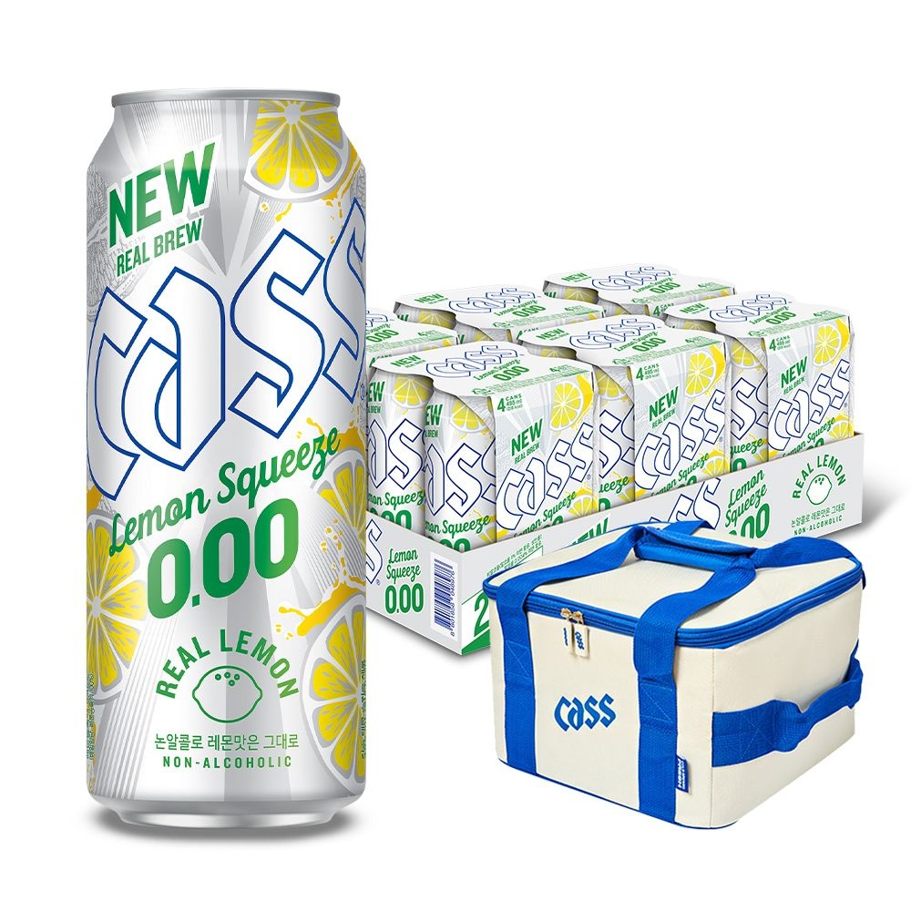 0.00 레몬스퀴즈 제로 495ml x 24캔+카스 쿨러백 논알콜 무알콜맥주맛