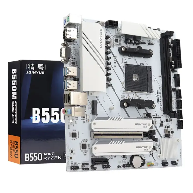 JGINYUE AMD B550 M-ATX 마더보드 AM4는 Ryzen R5 4000/5000 시리즈 프로세서를 지원합니다. DDR4 RAM 데스크탑 PC PCI-E 4.0 B550M