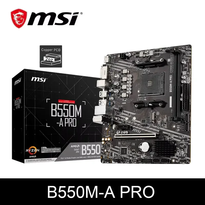 MSI B550M-A PRO AMD 게이밍 마더보드 AM4 DDR4 M.2 라이젠 CPU R3 R5 R7 5000&3000 시리즈 데스크탑 컴퓨터 메인보드 지원