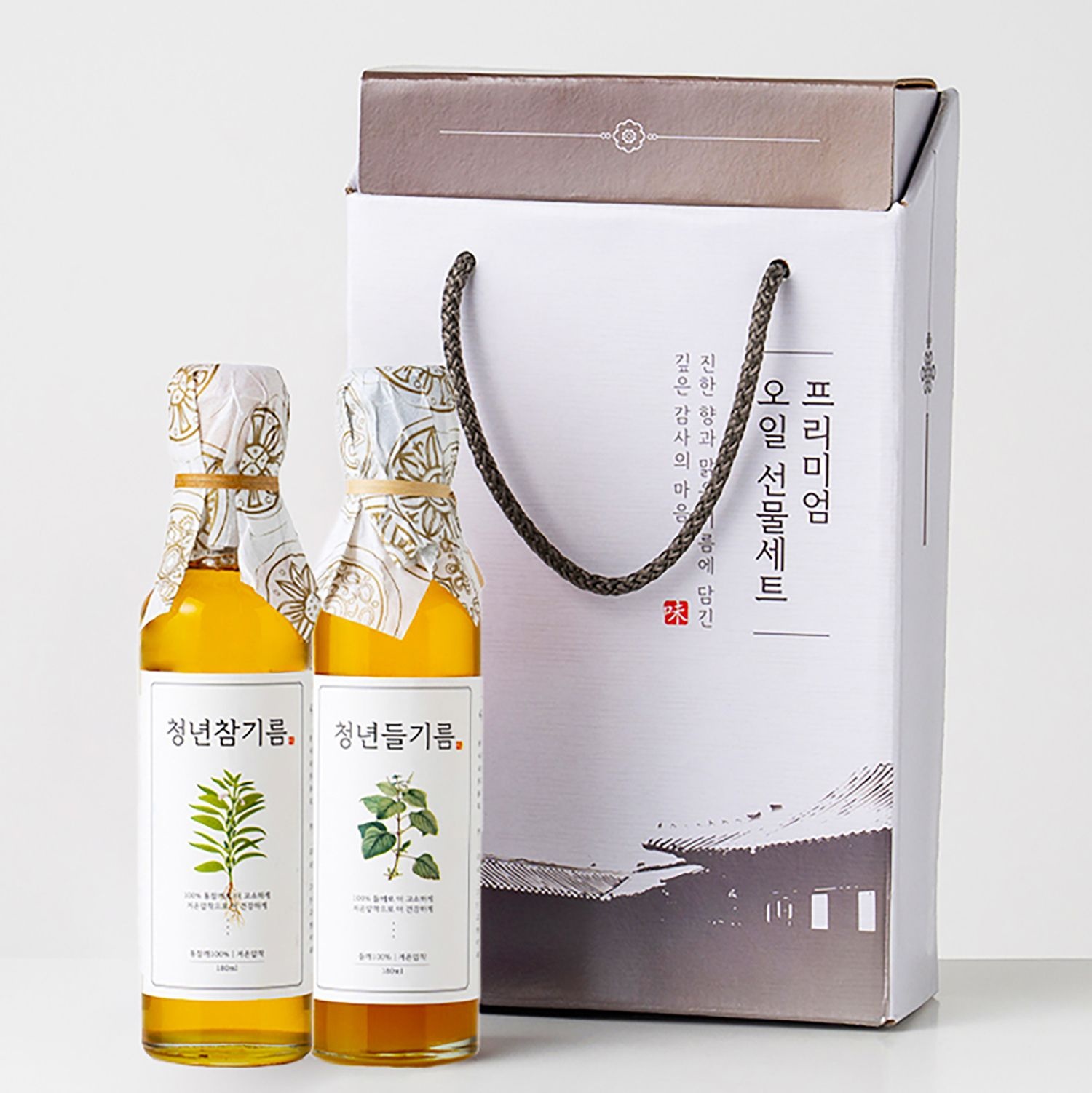 (현대Hmall) [전라도 청년] 저온압착 100% 청년 참기름180ml+들기름180ml 선물세트