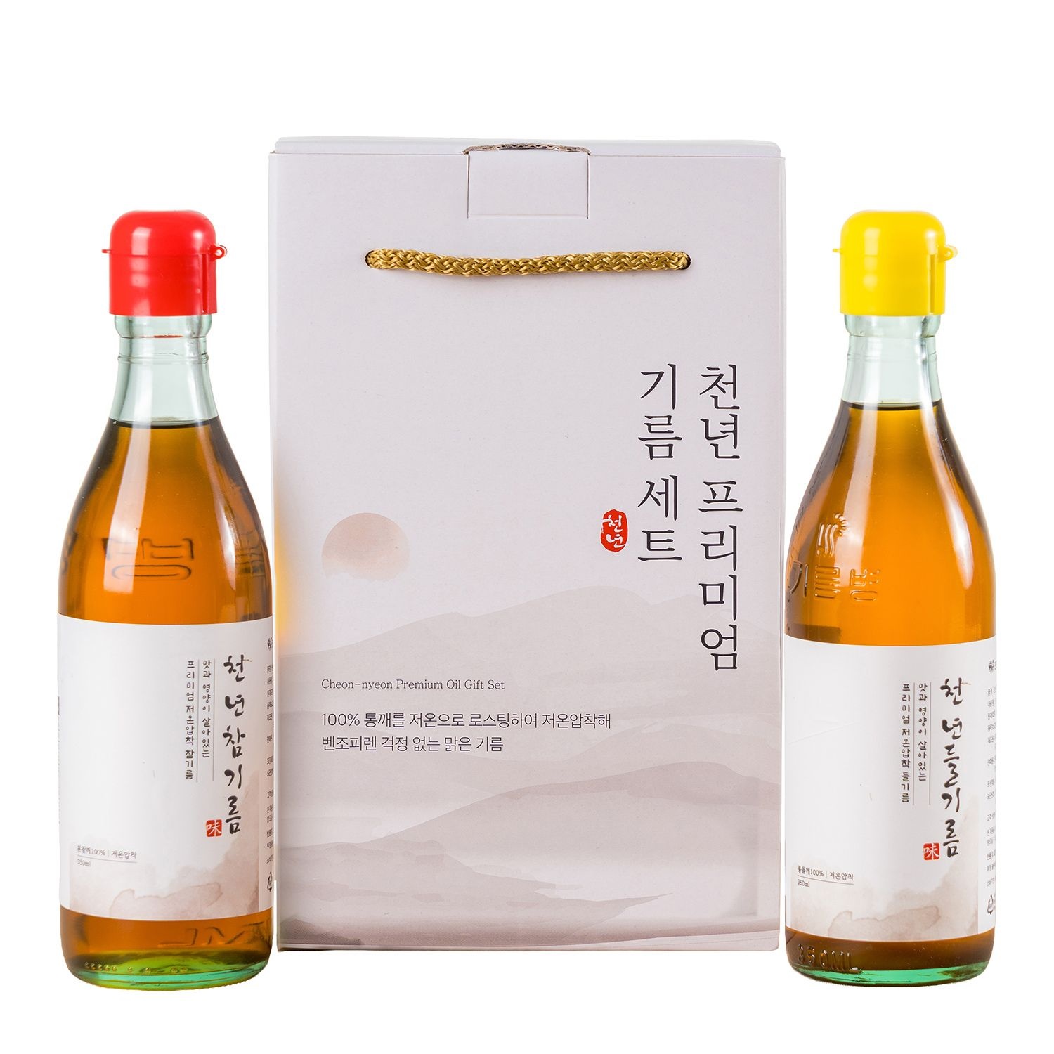 (현대Hmall) [전라도 청년] 저온압착 100% 천년참기름350ml +천년들기름350ml 선물세트