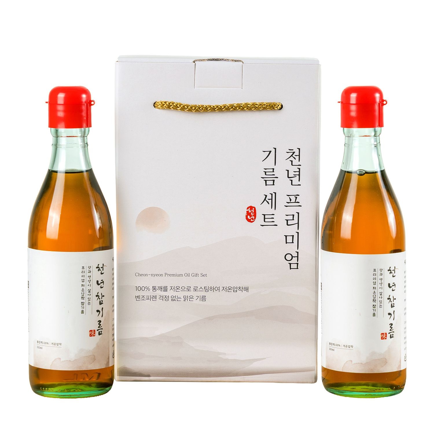 (현대Hmall) [전라도 청년] 저온압착 100% 천년참기름350mlx2 선물세트