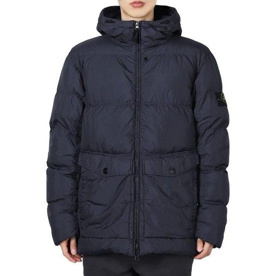 MUST IT_스톤 남성 와펜 패치 크링클랩스 후드 패딩 자켓(네이비) K2S15 4100011 S0A23 V0020