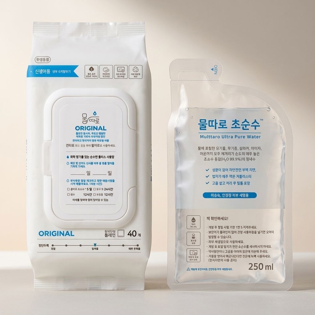 물따로 캡형 오리지날 신생아물티슈 생분해 40매 12set