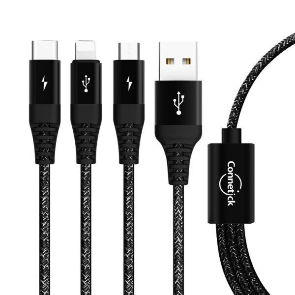 씨앤에스파워 커네틱 3in1 멀티 고속 충전케이블 CC3-11 아이폰 C타입 8핀 5핀 120cm 4059481