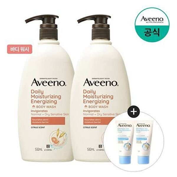 아비노 [아비노][더멕사15mlx2개증정] 아비노 데일리 모이스춰라이징 에너자이징 바디 워시 532ml x2
