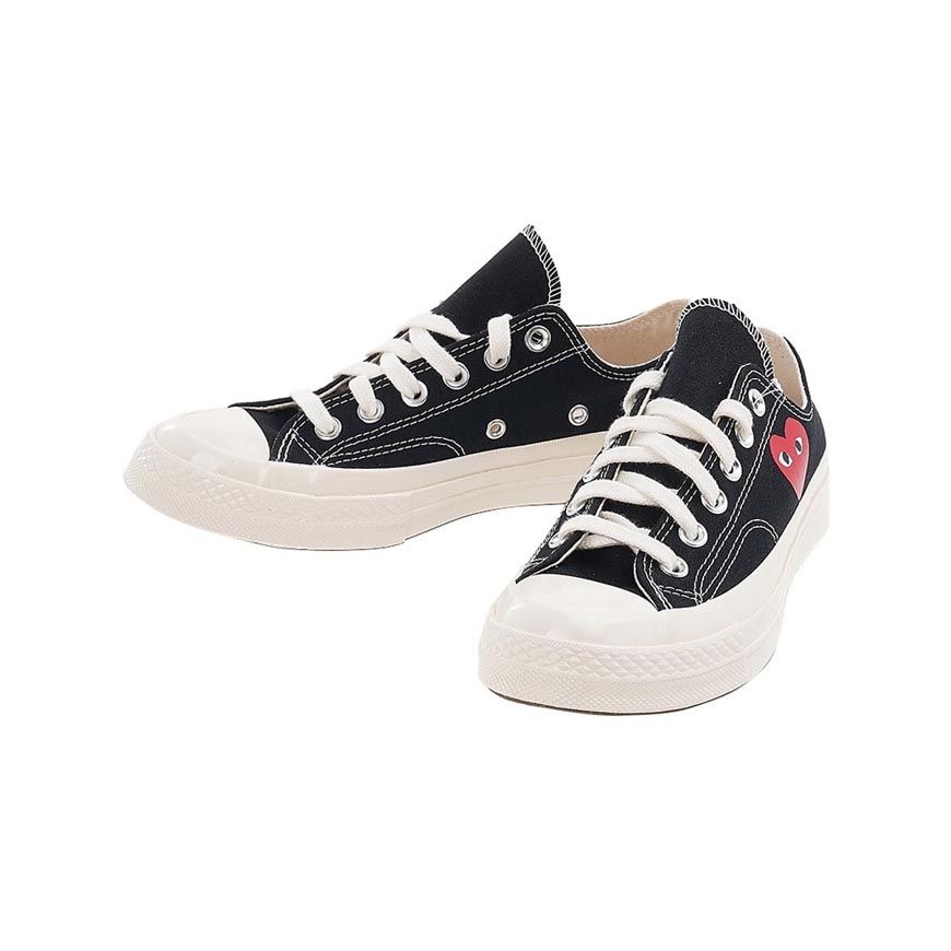 꼼데가르송 SS25 공용 로고 로우탑 스니커즈 AZ K128 001 BLACK