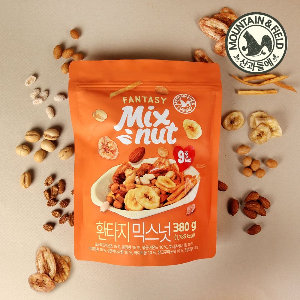 산과들에 환타지 믹스넛 380g (아몬드 바나나칩 땅콩 고구마스틱 등 9가지구성)
