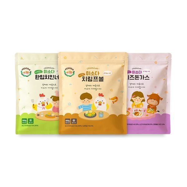 [보리보리]아기반찬 무항생제 미소다 한입치킨너겟 1개 + 치즈돈까스 1개 + 치림프볼 1개