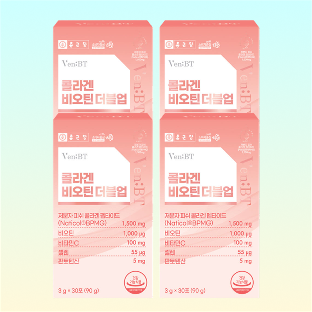 종근당 벤비티 콜라겐 비오틴 더블업 3g 30포 4개 비오틴콜라겐 저분자콜라겐 먹는콜라겐